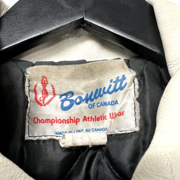 Vintage 80s Bonwitt  Leather Varsity Jacket Size Small Ski Team