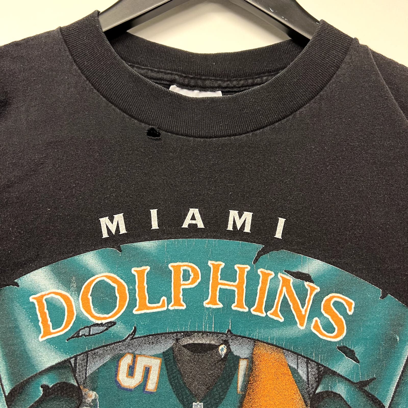 Vintage 1998 NFL Miami Dolphins Riddell Black T-Shirt Size XL Locker Room