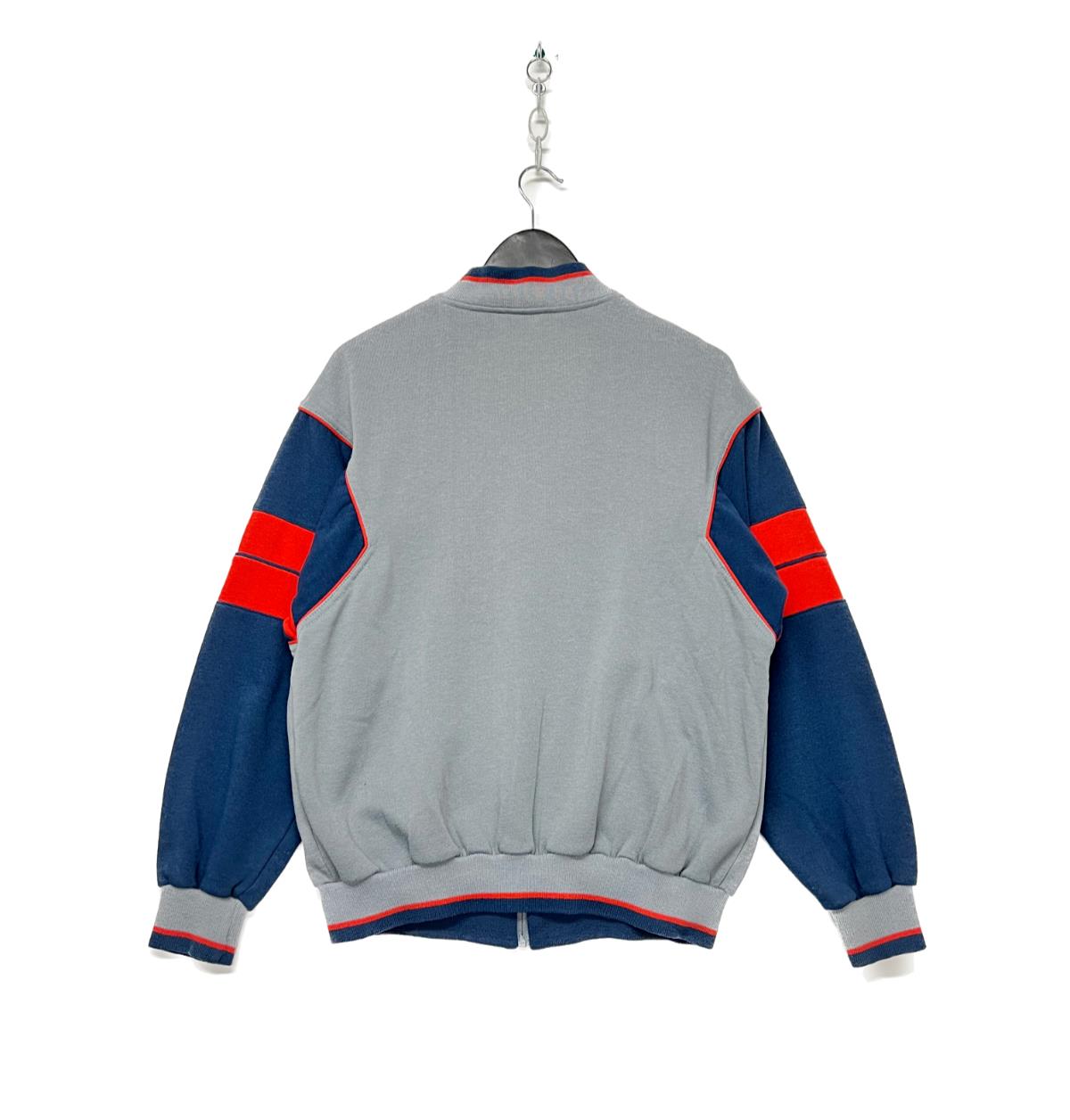 Adidas Vintage 80s Full Zip Track Sweatshirt Grey and Blue Varsity Collar