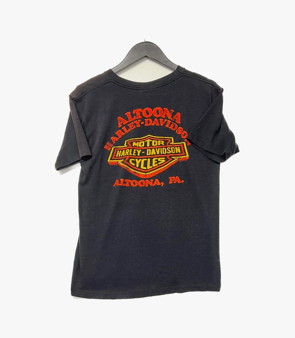 Vintage Harley Davidson 3D Emblem 80s Black T-shirt Size M Good Whiskey Graphic