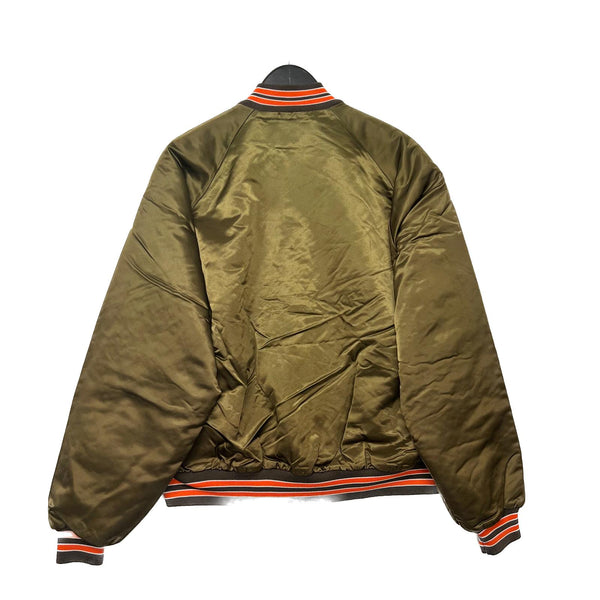 Vintage NFL Cleveland Browns Satin Brown Jacket Size XL Snap Button Chalk Line