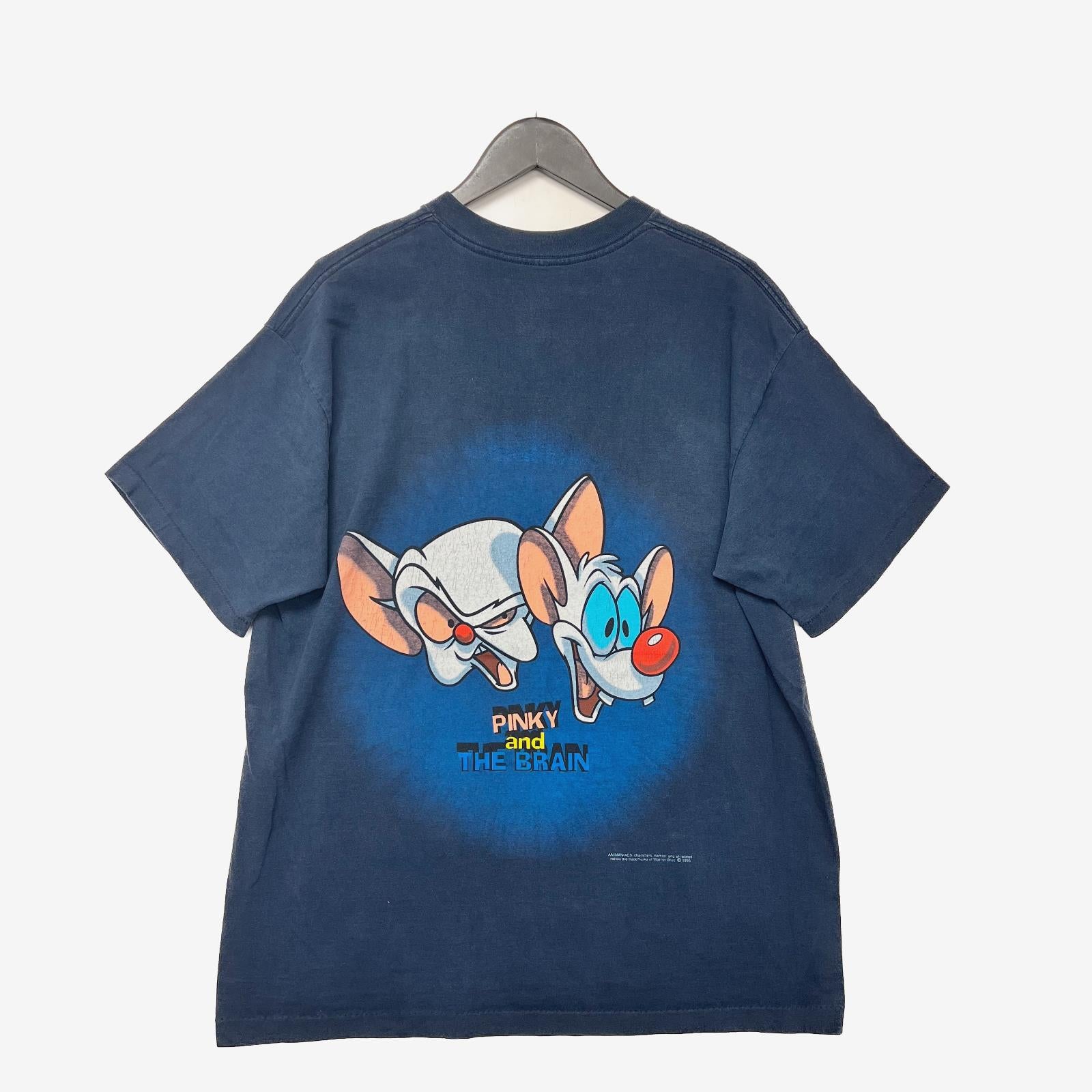 Vintage Pinky and the Brains  T-shirt Size L 1995 Graphic Cartoons Single Stitch
