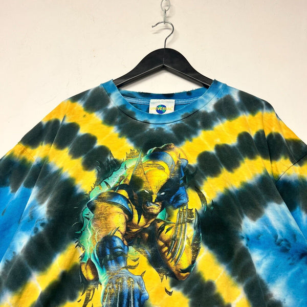 Vintage Marvel Wolverine Tie-Dye Blue and Yellow  T-shirt XL 1999 Universal