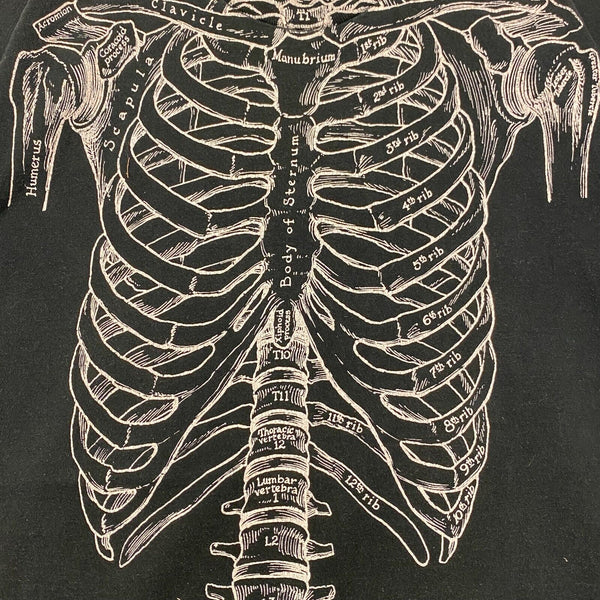 Vintage Skeleton Black T-shirt Size XL Y2K 90s Leslie Arwin Anatomy Fine Art Tee
