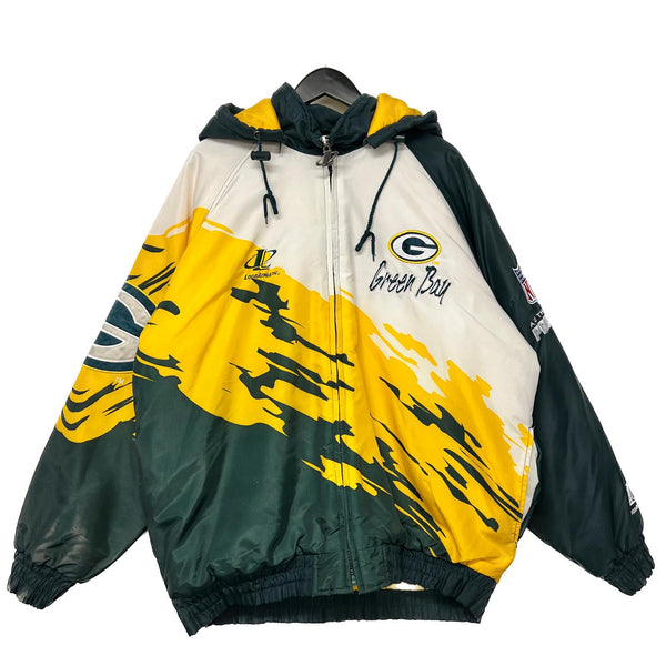 Vintage NFL Green Bay Packers Zip-Up Winter Jacket Size L 90s Pro Line Splash