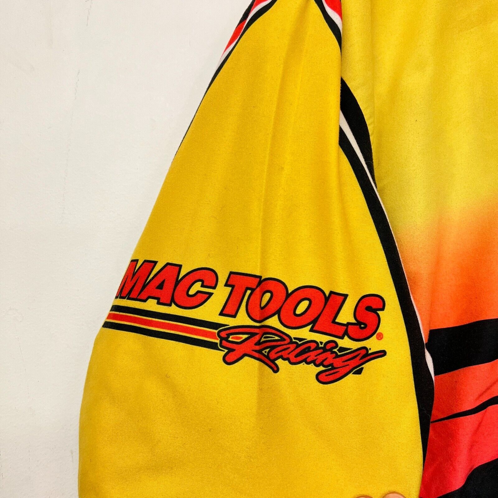 Vintage Mac Tools Racing Snap Button Yellow Winter Jacket Size XL Made in USA