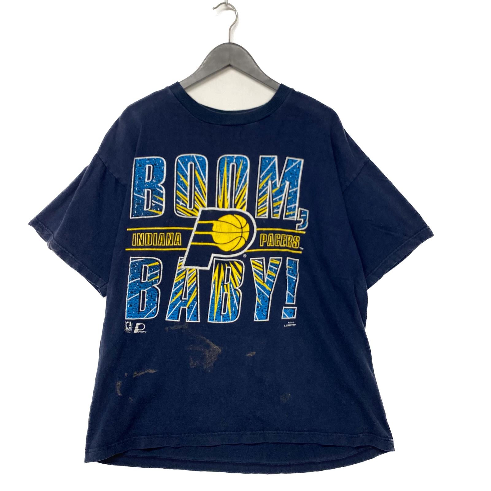 Vintage NBA Indiana Pacers Navy T-Shirt Size L 90s Made in USA Boom Baby