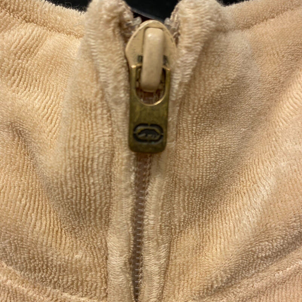 Vintage Ecko Uniltd Beige Fleece Zip-Up Short Sleeve Sweatshirt Size L 90s 00s