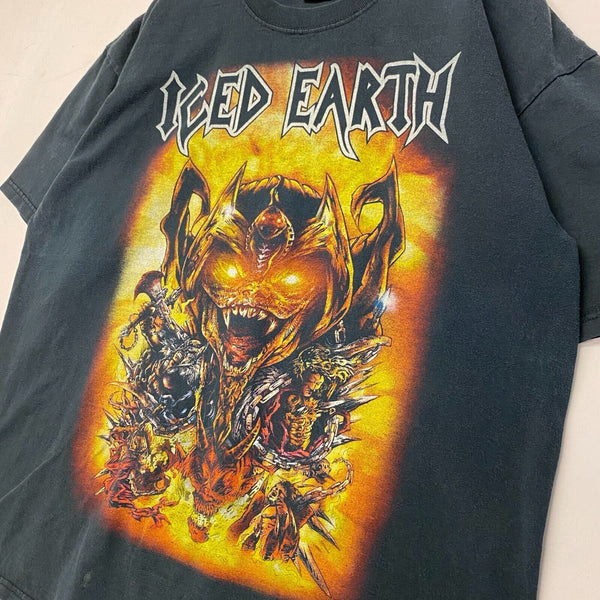 Vintage Iced Earth 90s Tour Black T-shirt Size XL Band Tee Anvil