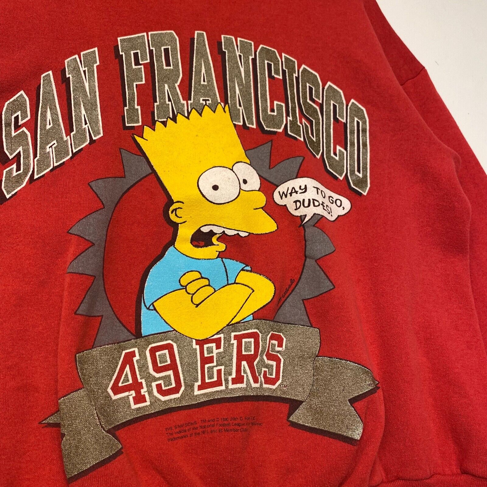 1990s Bart Simpson NFL 49ers de SF Crewneck Taille Large