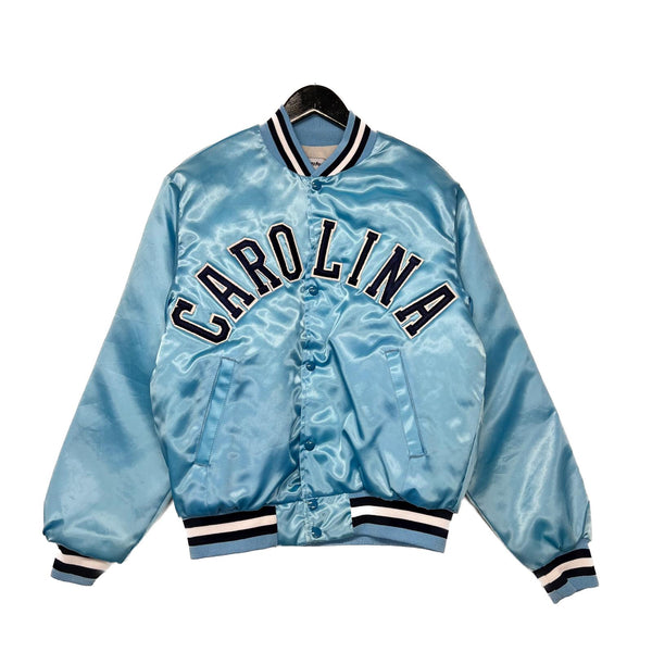 Vintage 90s Carolina Tar Heels Blue Satin Jacket Size M Swingster Basketball