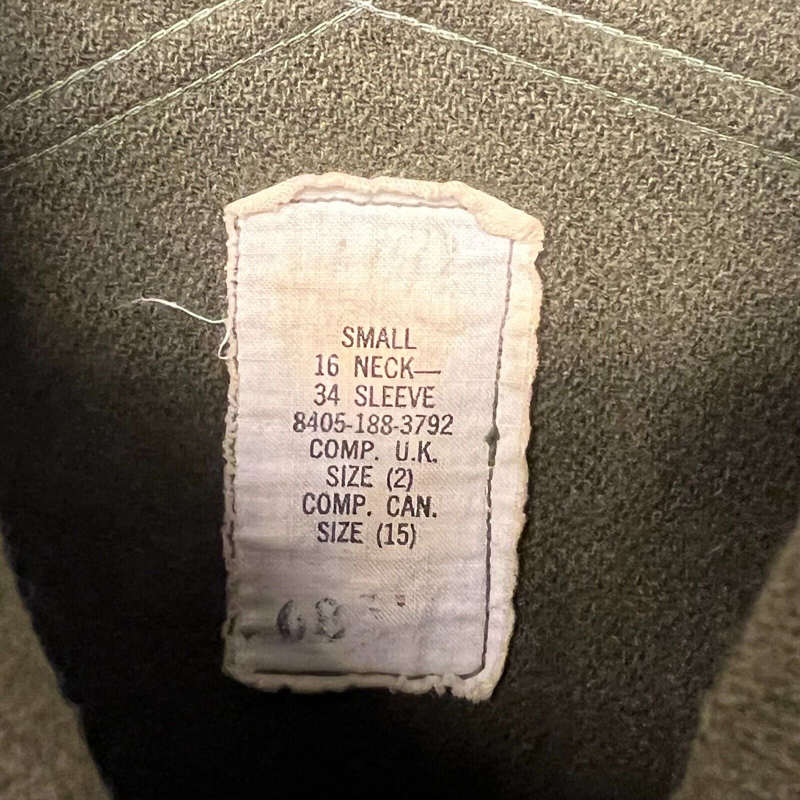 Military Green Button Wool Jacket Size S