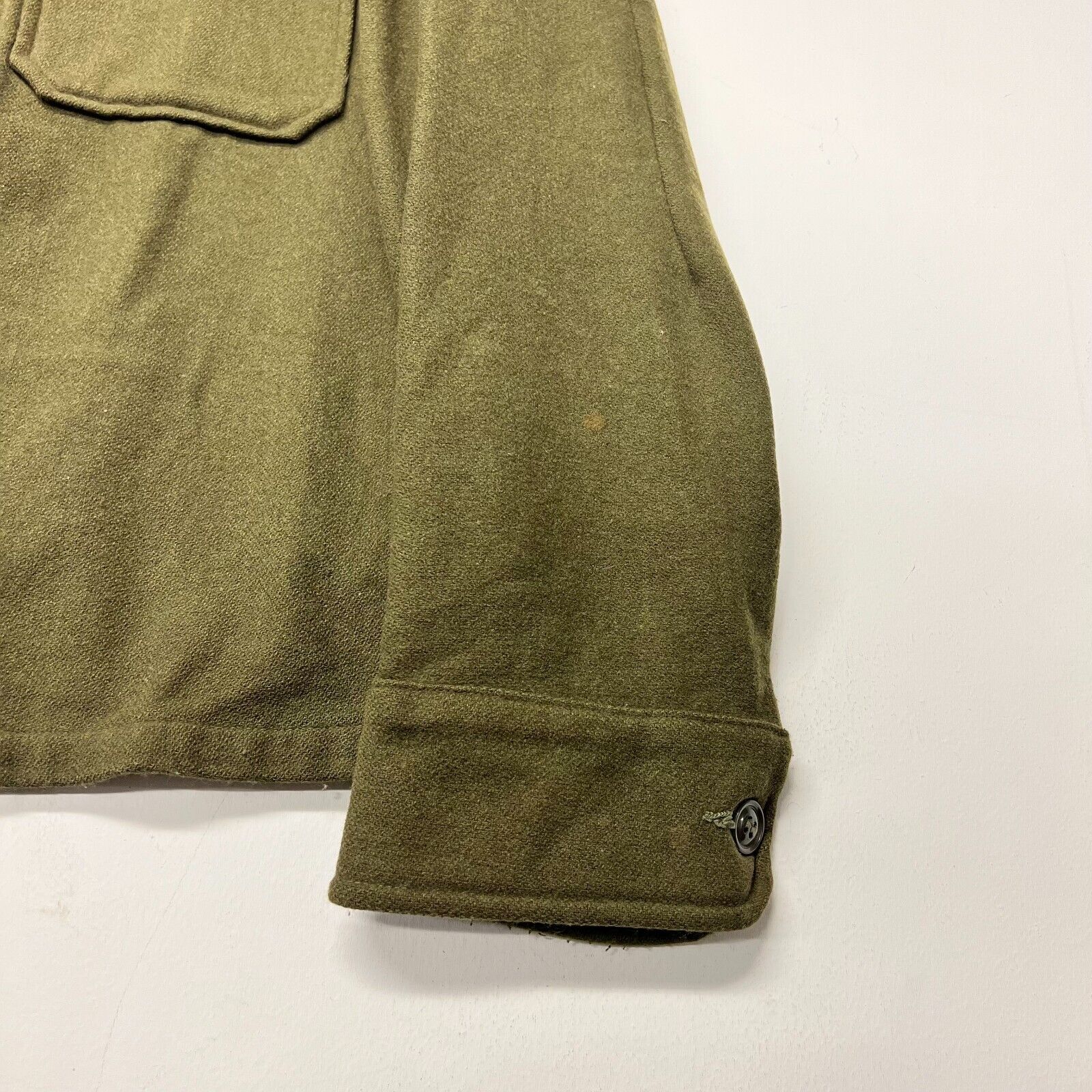 Military Green Button Wool Jacket Size S
