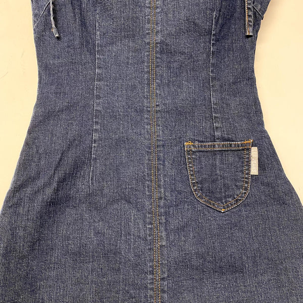 Vintage 90s Lee Jeans Long Denim Dress With Small Pocket Detail Size S
