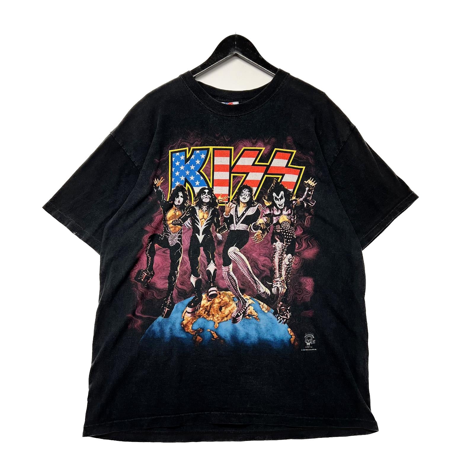 Vintage 1996 Kiss Black T-shirt Size XL USA World Tour Rock Band